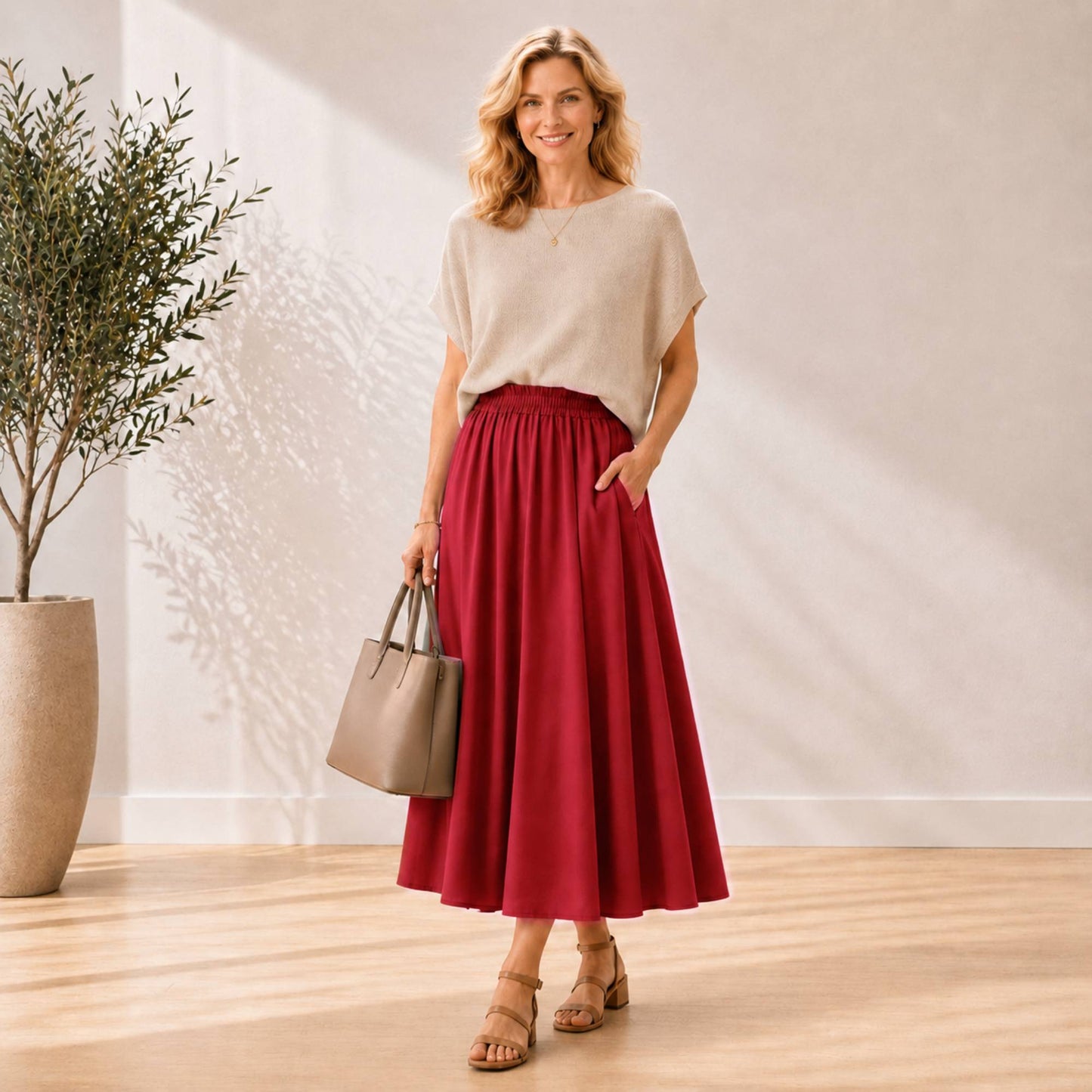 Paperbag Waist Maxi Skirt with Pockets