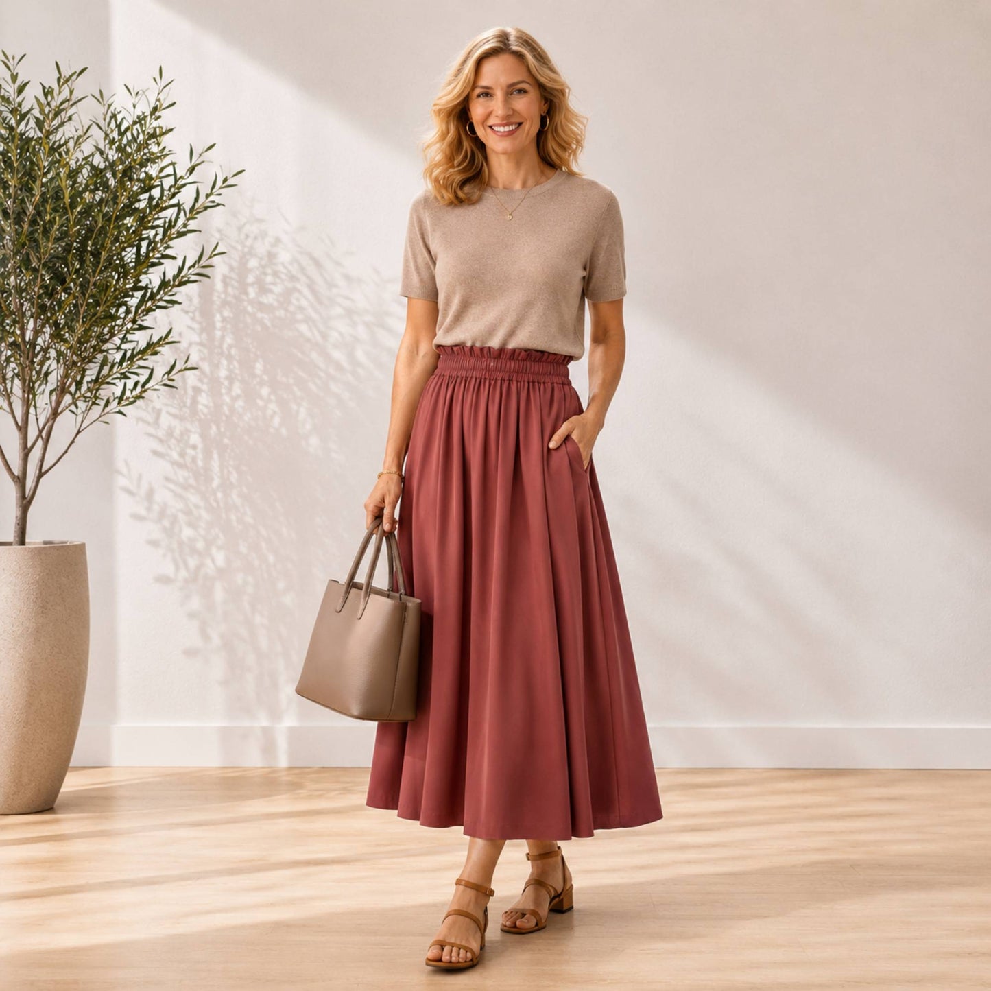 Paperbag Waist Maxi Skirt with Pockets