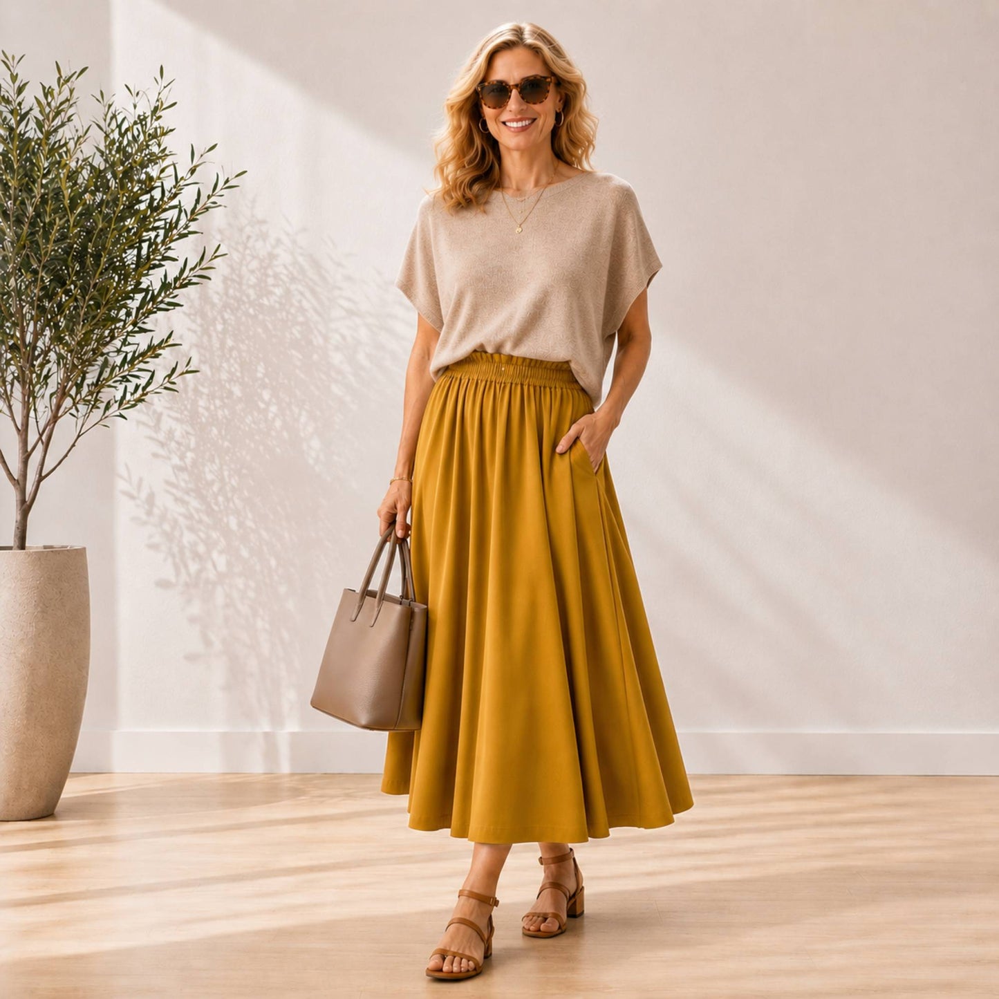 Paperbag Waist Maxi Skirt with Pockets