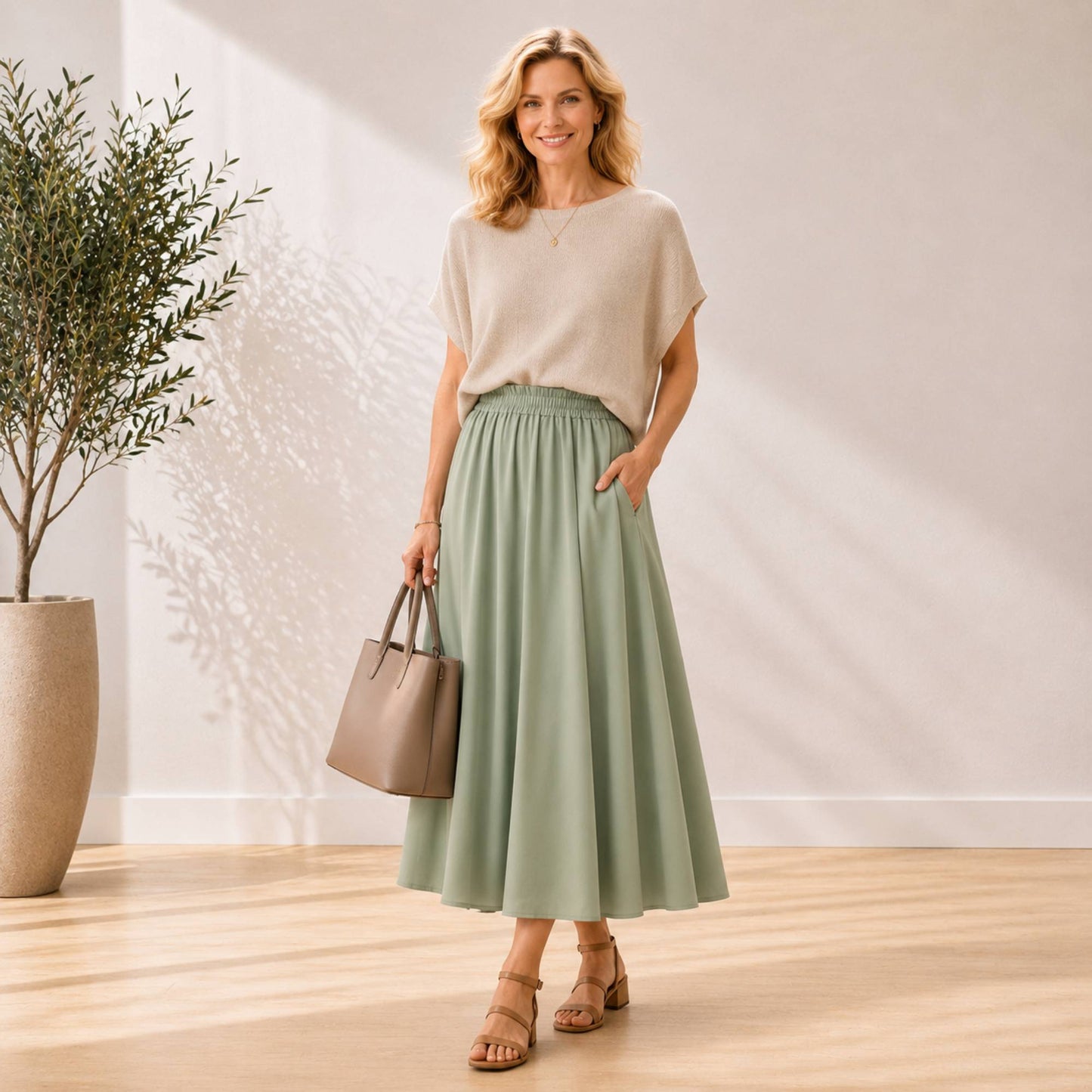 Paperbag Waist Maxi Skirt with Pockets