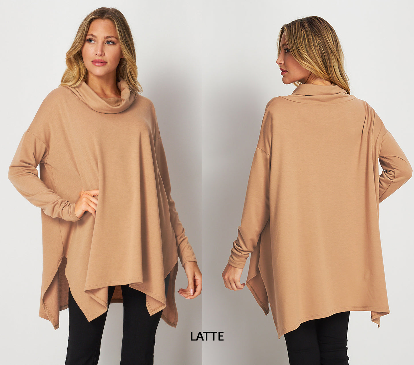 Upcycled butter Soft Oversized Turtle Neck Tunic Top, Plus Size Tunic Top Top, Loungewear, Lounge Tunic, Ethical, Sustainable, Made in USA