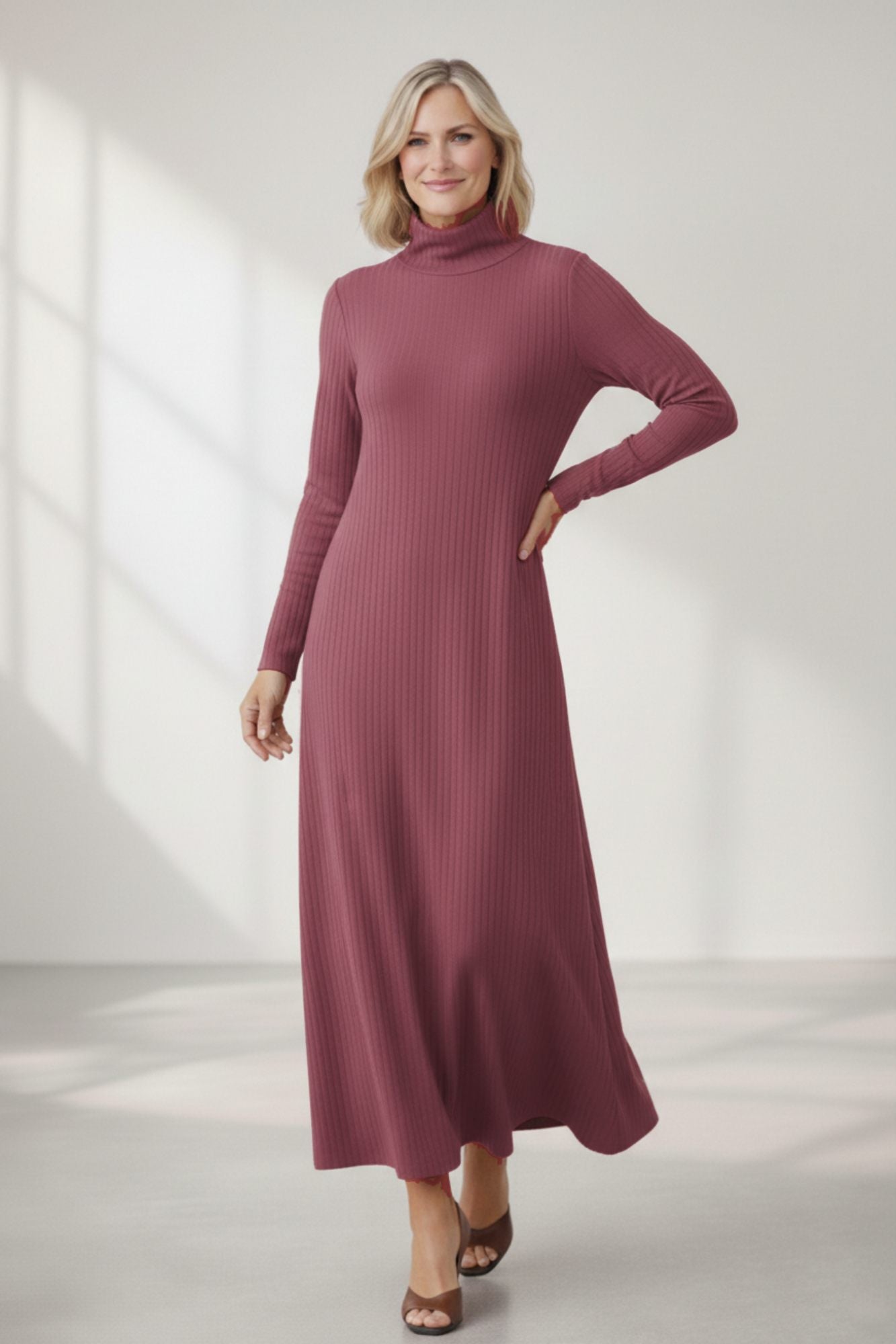 Maxi Rib Knit Dress with Pockets – Custom Length | Handmade USA