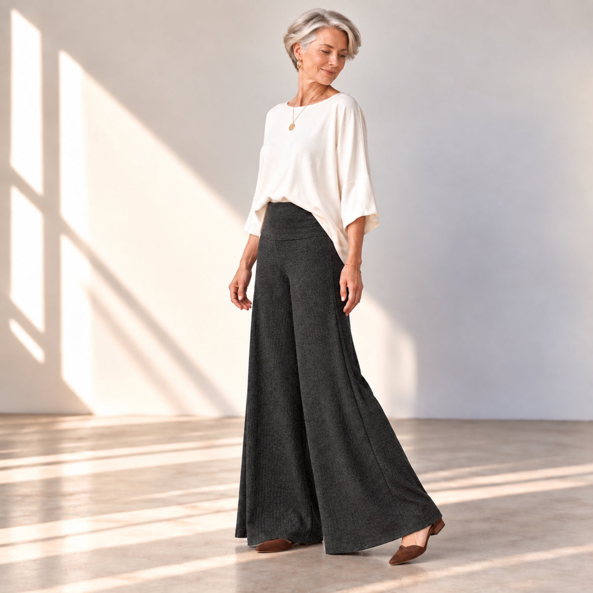 Sweater Rib Palazzo Pants