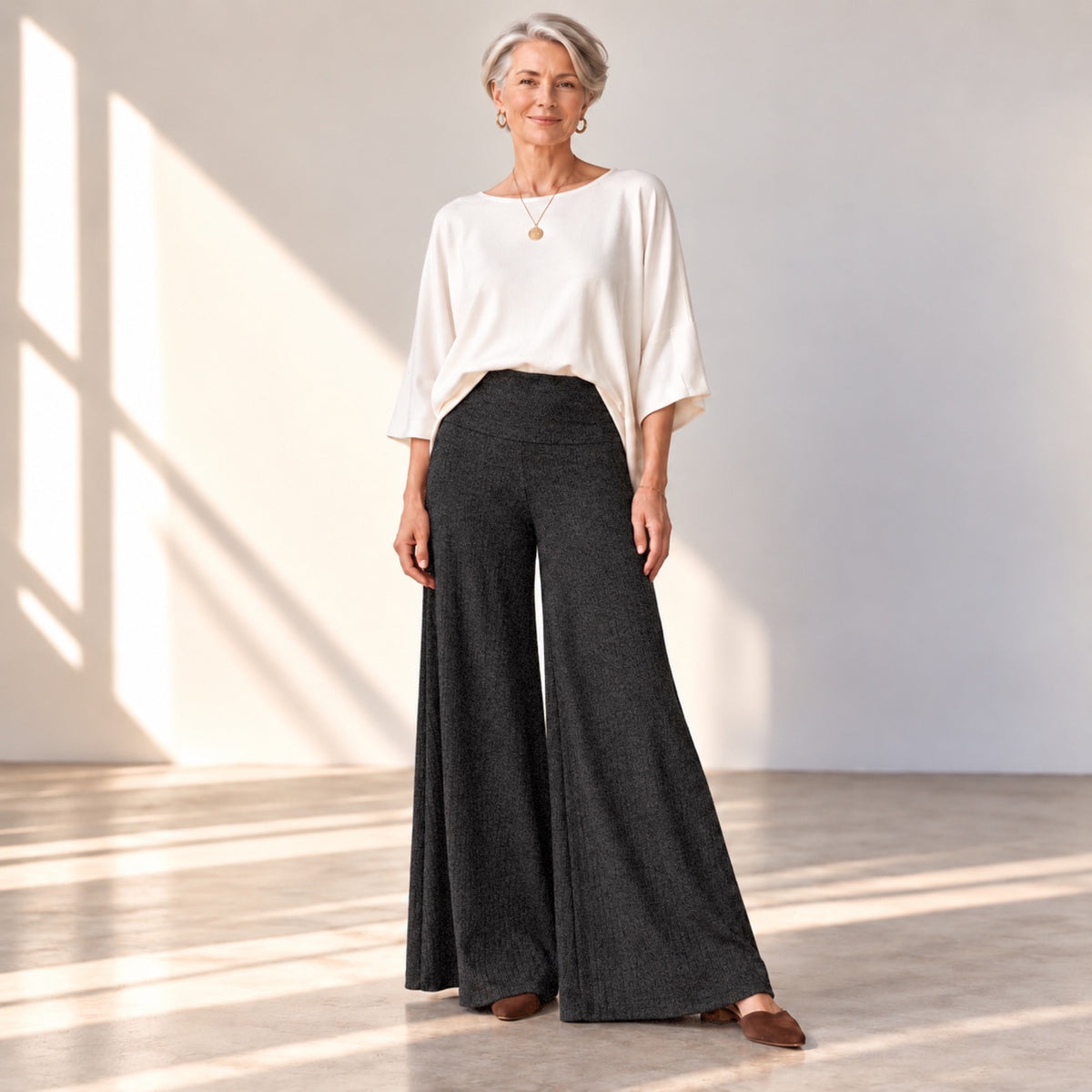 Sweater Rib Palazzo Pants