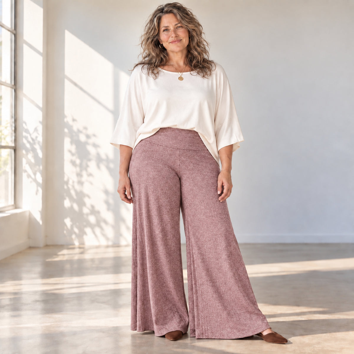 Sweater Rib Palazzo Pants