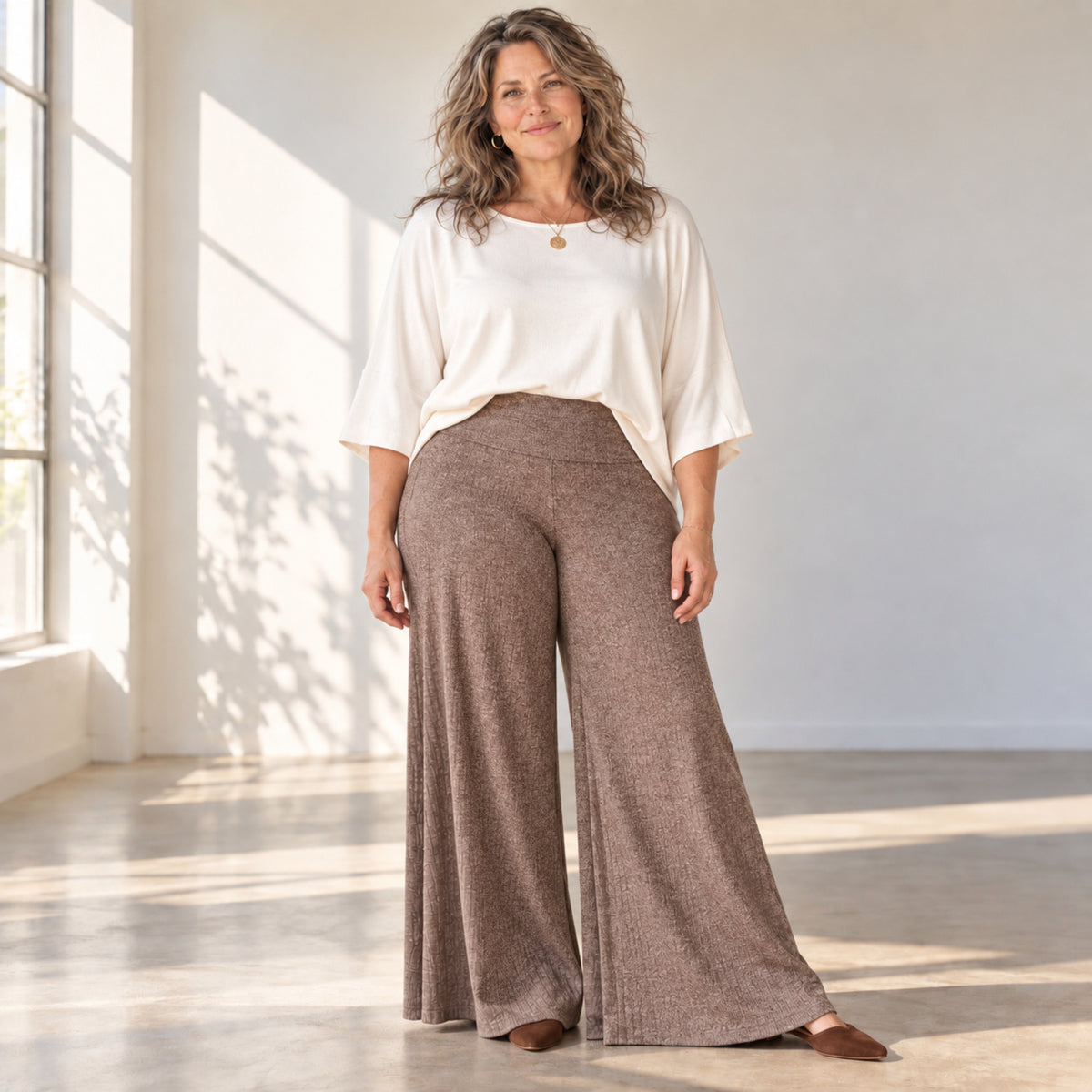 Sweater Rib Palazzo Pants