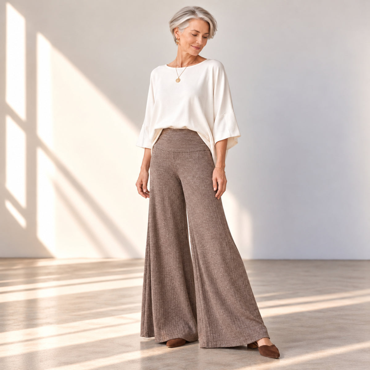 Sweater Rib Palazzo Pants