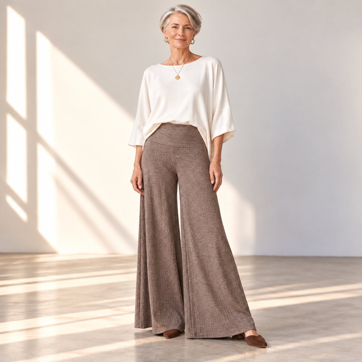 Sweater Rib Palazzo Pants