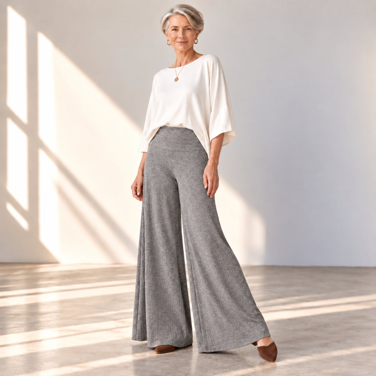 Sweater Rib Palazzo Pants