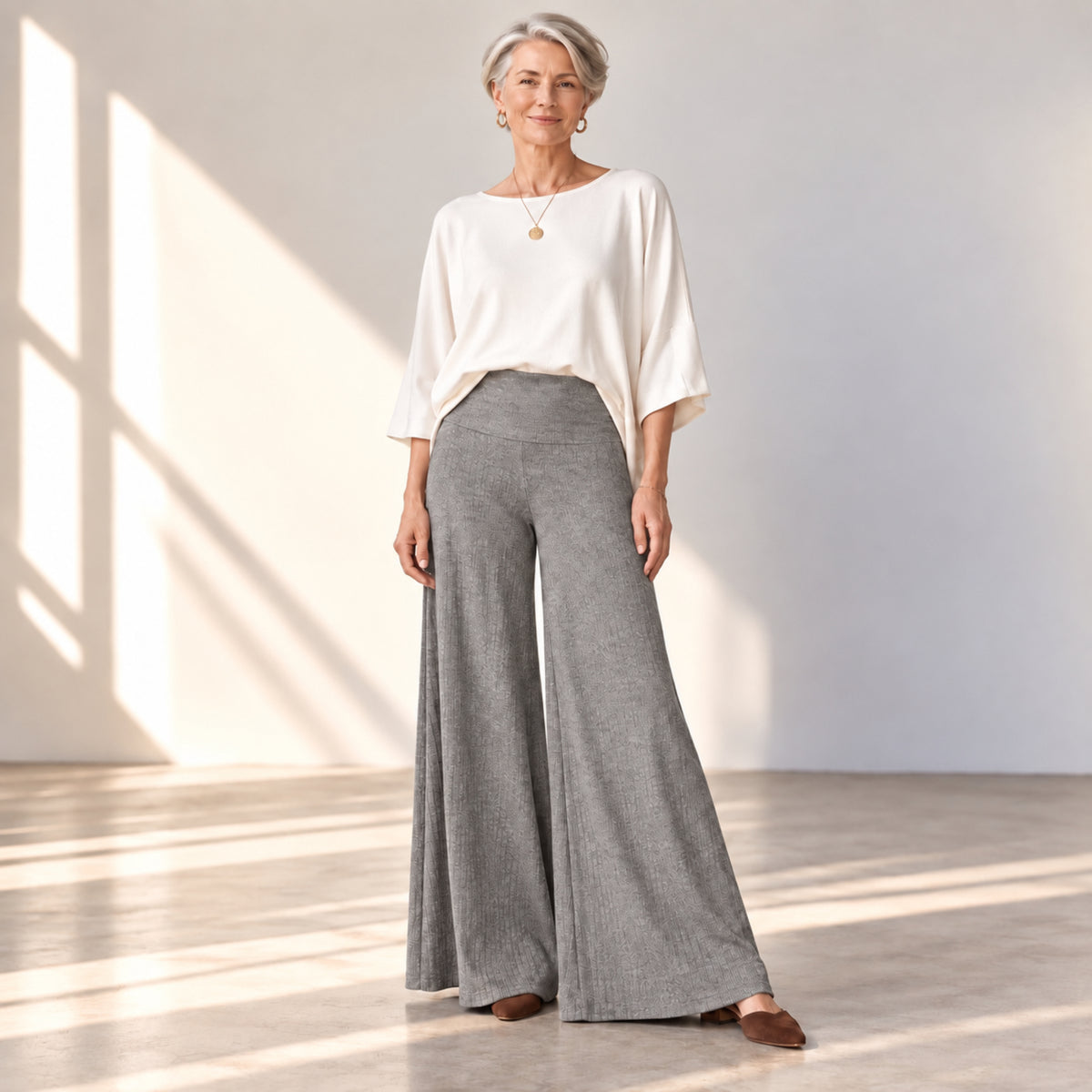 Sweater Rib Palazzo Pants