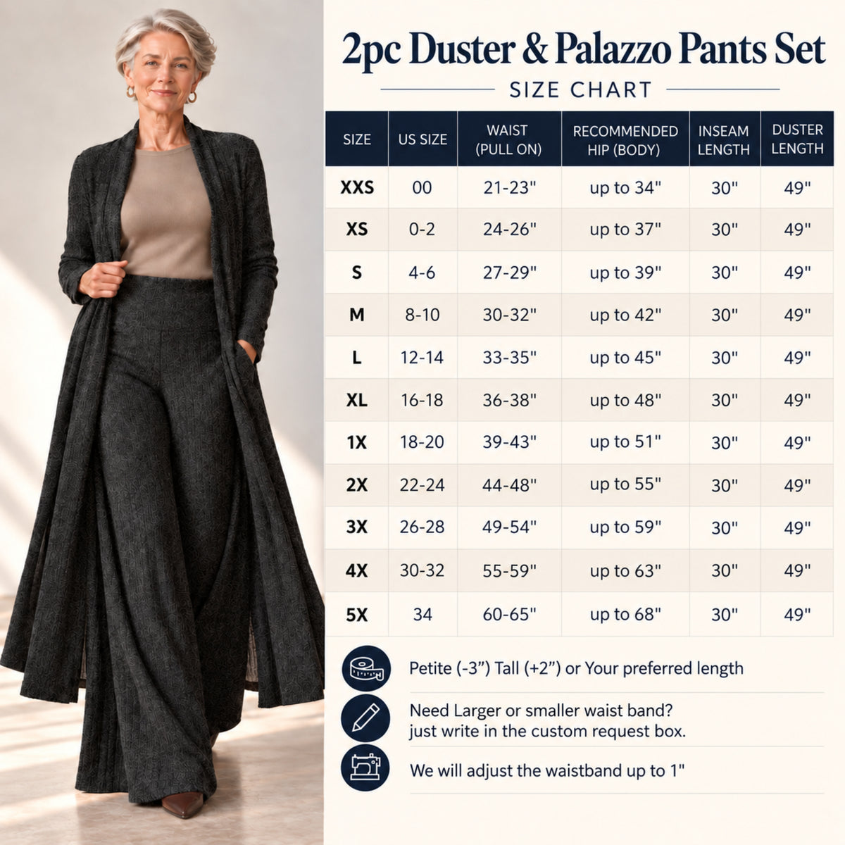 2pcs Duster &  Palazzo Pants Set