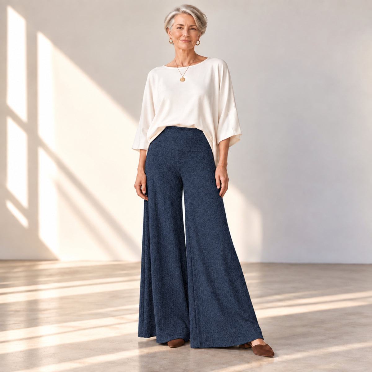 Sweater Rib Palazzo Pants