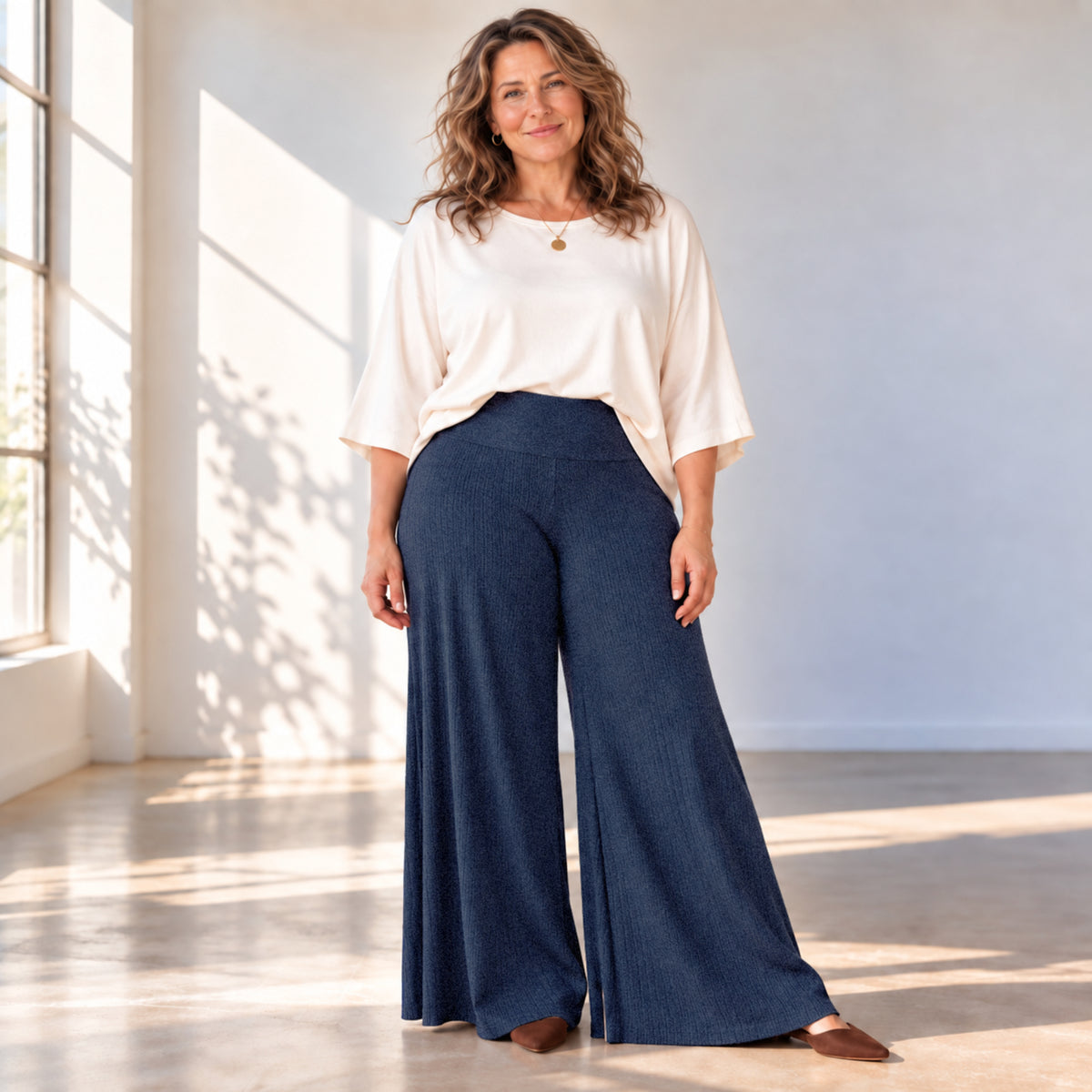 Sweater Rib Palazzo Pants
