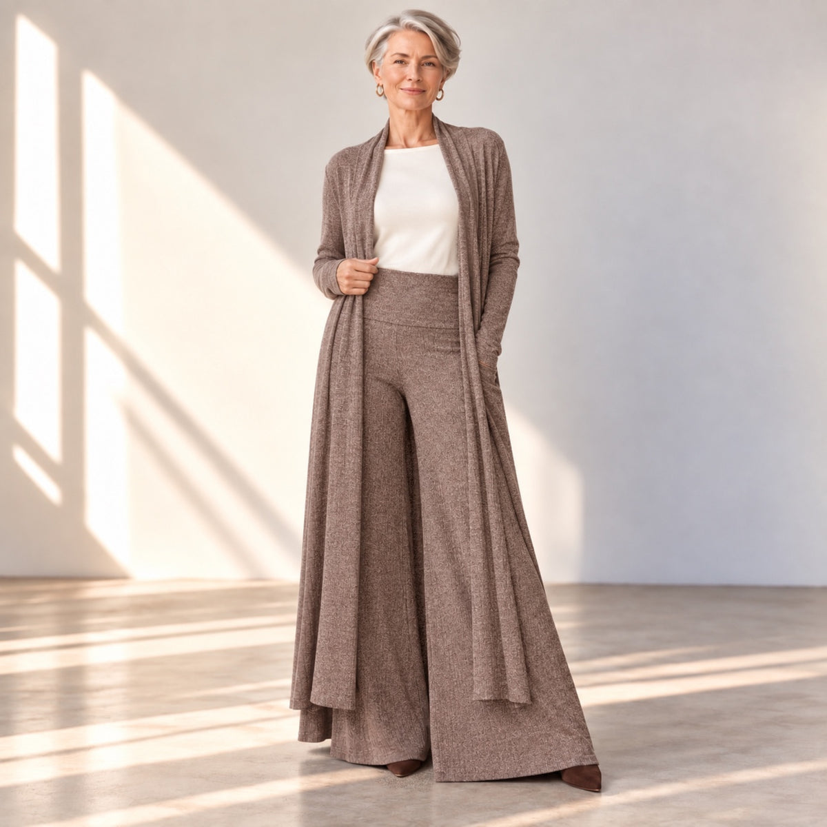 2pcs Duster &  Palazzo Pants Set