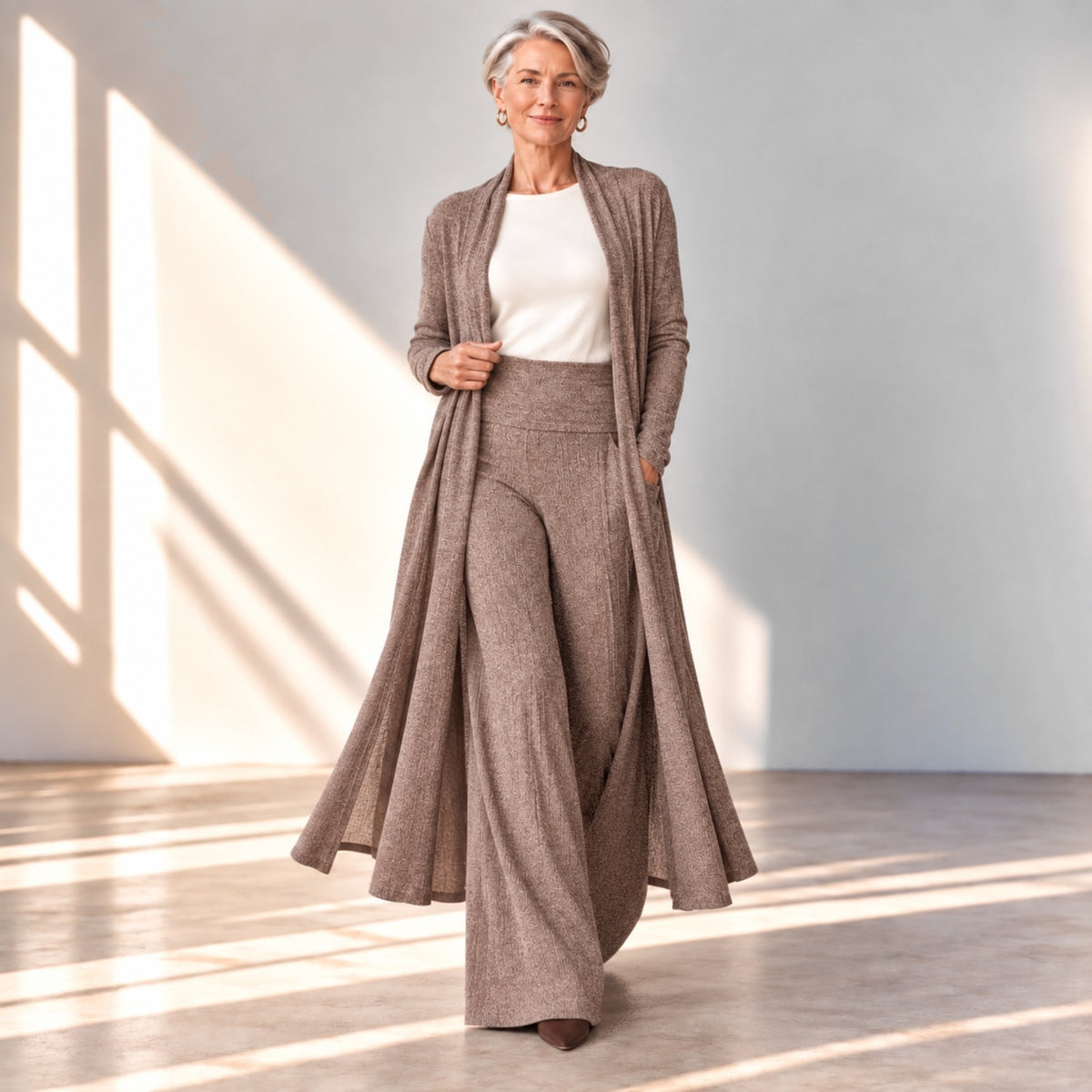 2pcs Duster &  Palazzo Pants Set