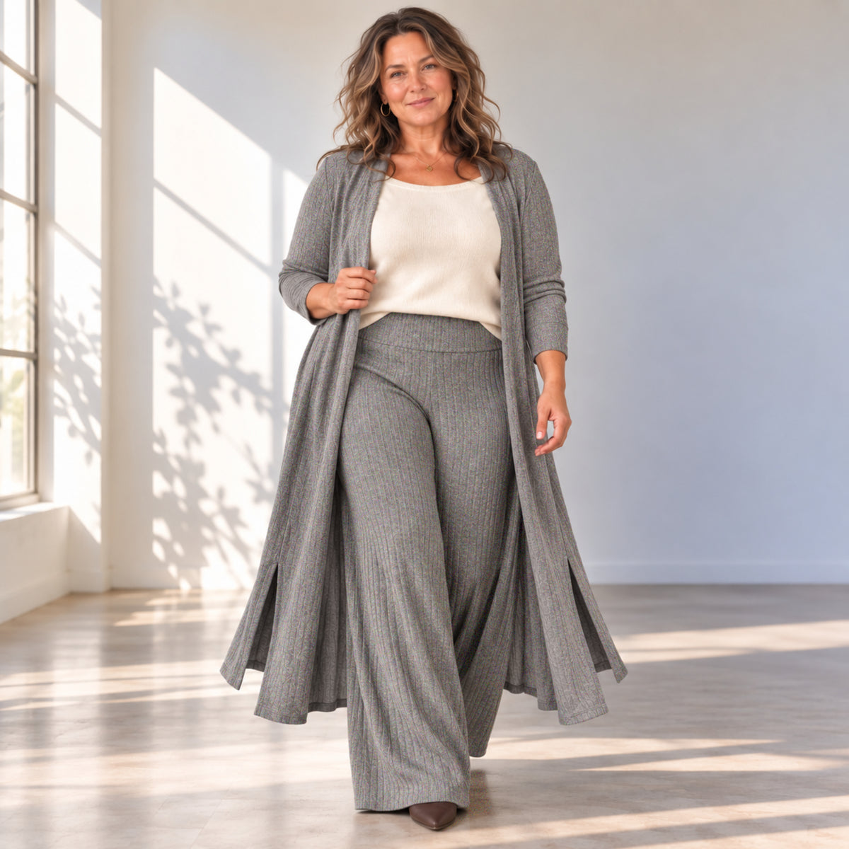 2pcs Duster &  Palazzo Pants Set