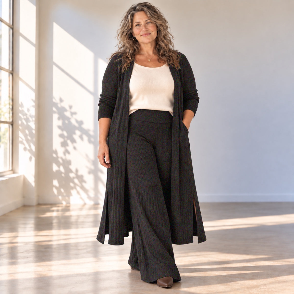 2pcs Duster &  Palazzo Pants Set