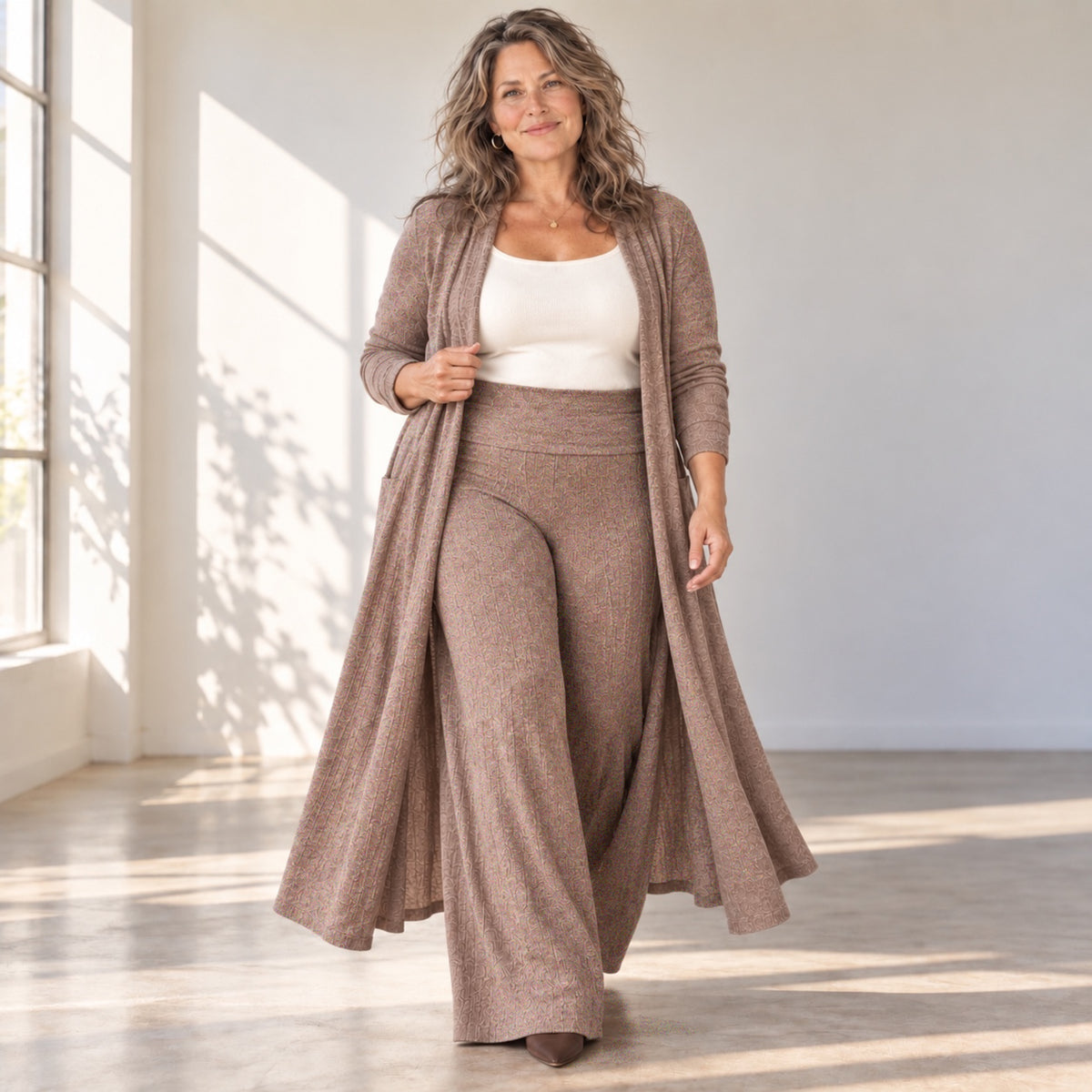 2pcs Duster &  Palazzo Pants Set