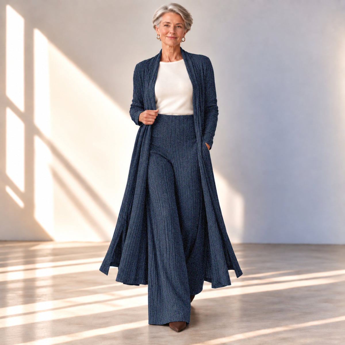 2pcs Duster &  Palazzo Pants Set