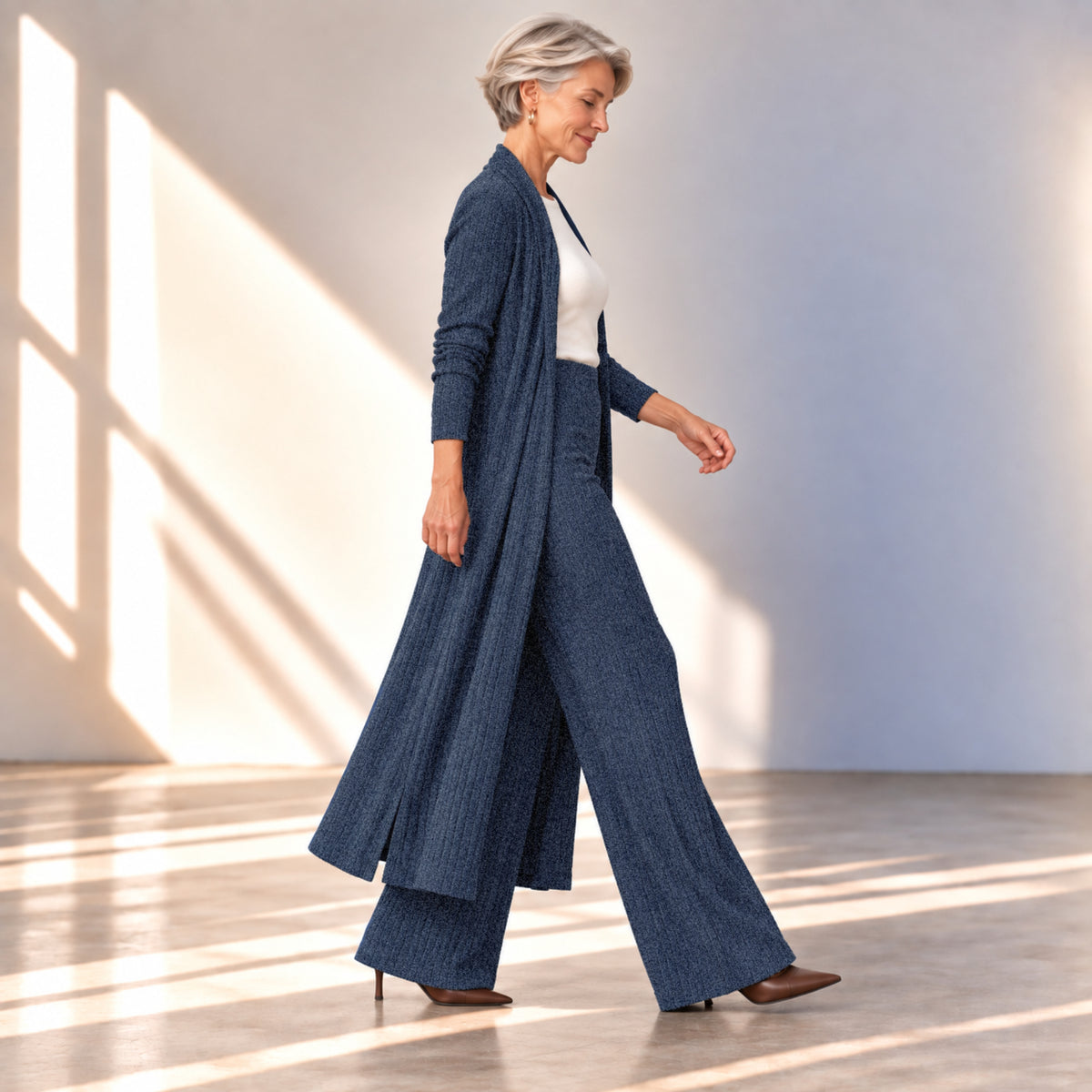 2pcs Duster &  Palazzo Pants Set