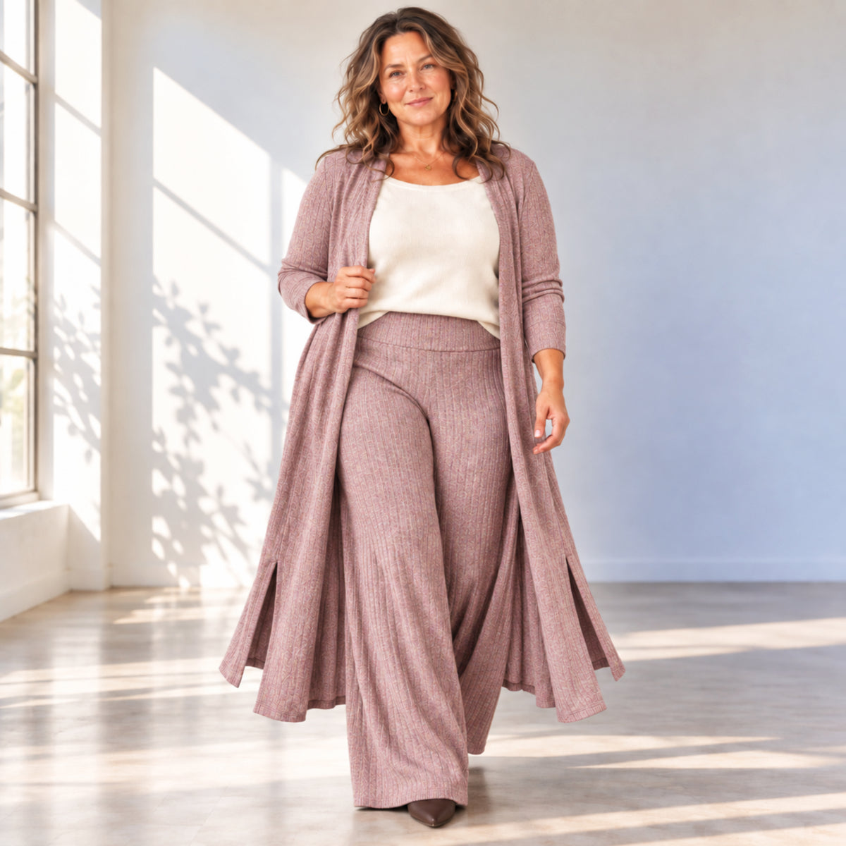 2pcs Duster &  Palazzo Pants Set