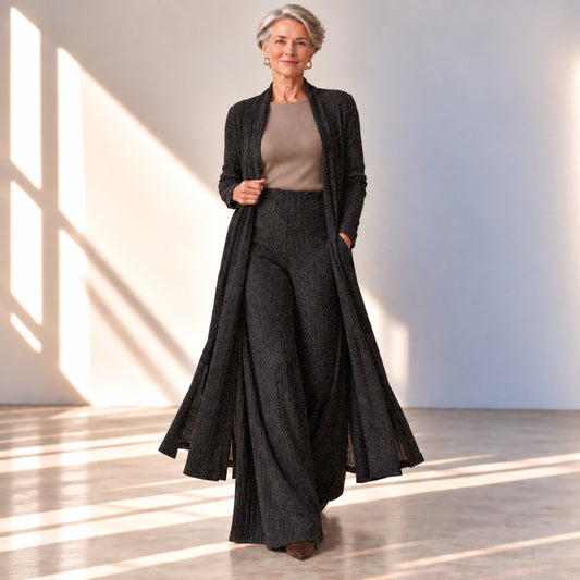2pcs Duster &  Palazzo Pants Set