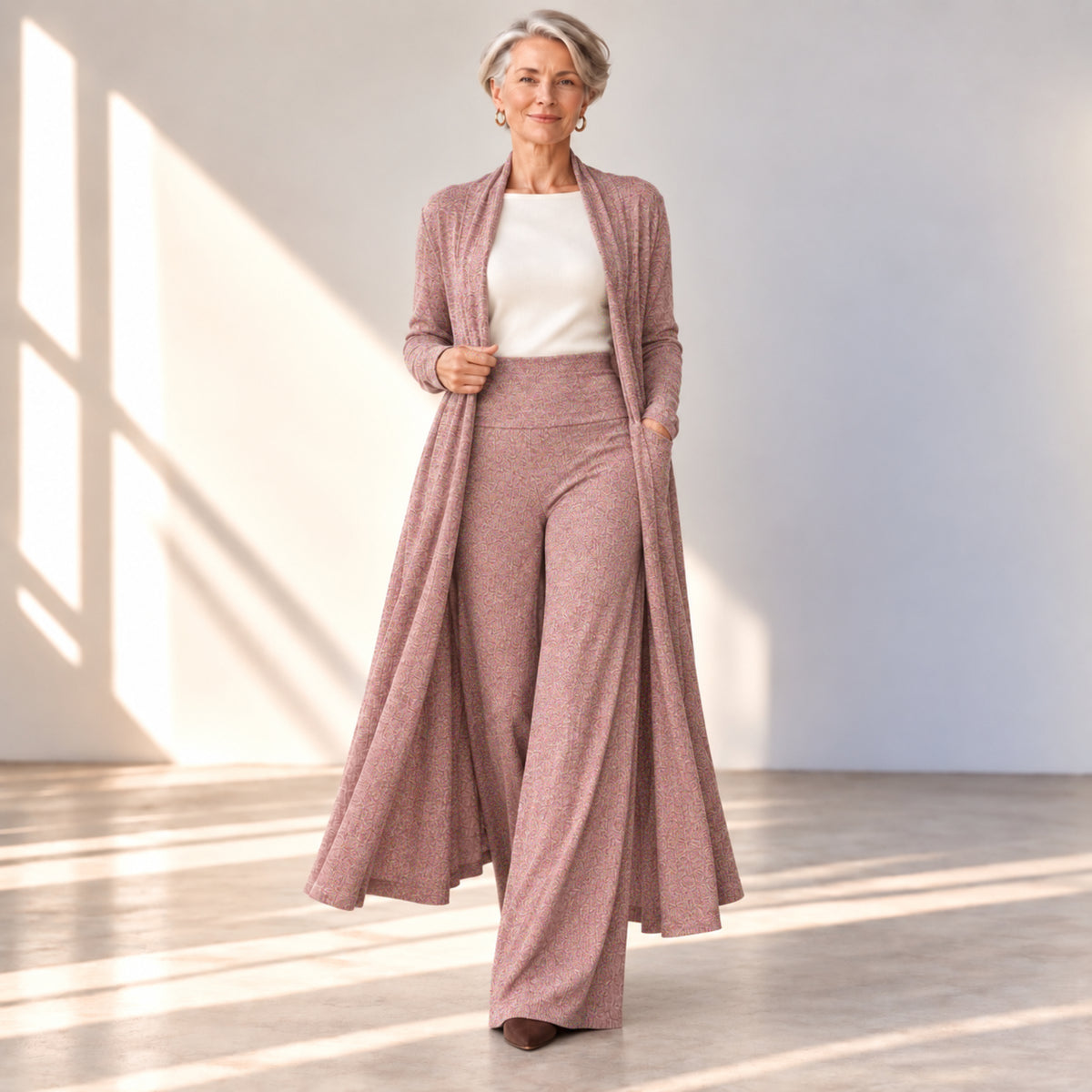 2pcs Duster &  Palazzo Pants Set