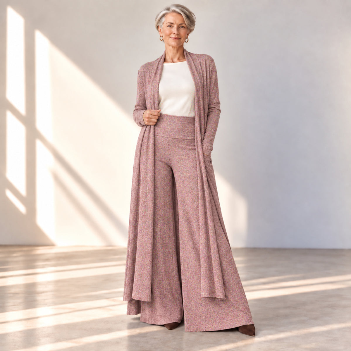 2pcs Duster &  Palazzo Pants Set