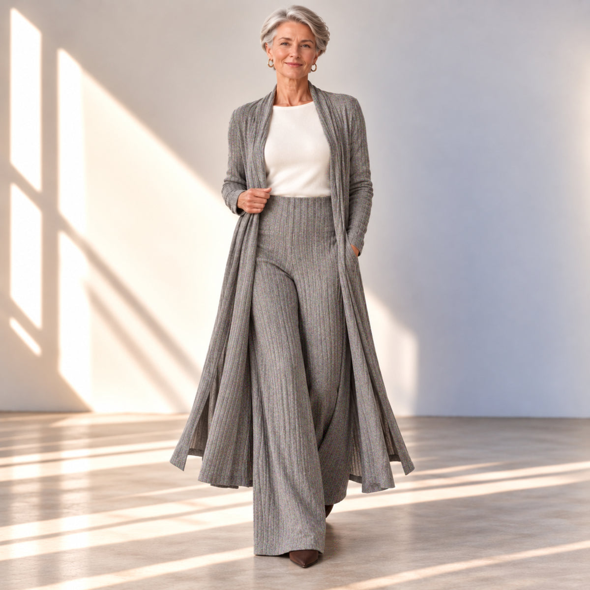 2pcs Duster &  Palazzo Pants Set