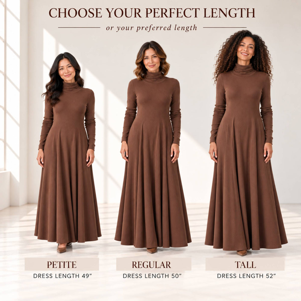 Mock Neck Maxi Rib Knit Dress