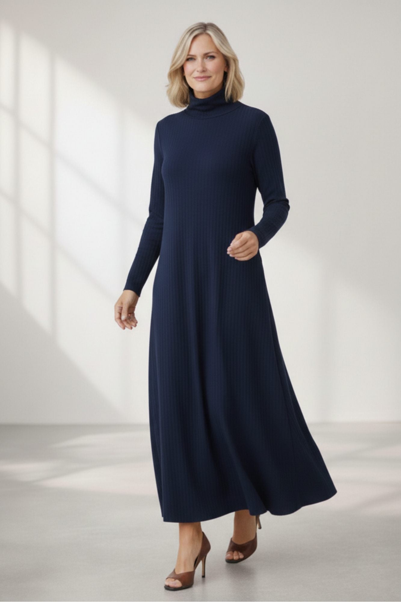 Maxi Rib Knit Dress with Pockets – Custom Length | Handmade USA