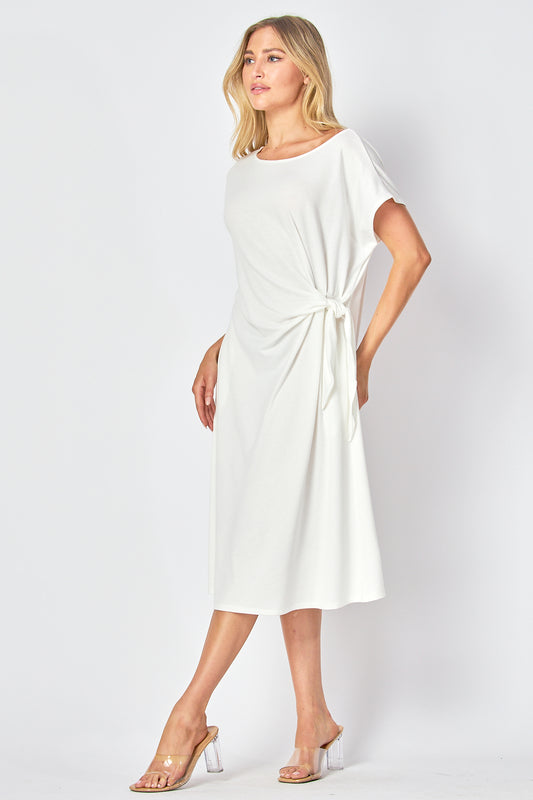 oft Side-Tie Midi Dress with Pockets – Petite, Plus, Tall | Casual, Maternity-Friendly, Handmade in USA