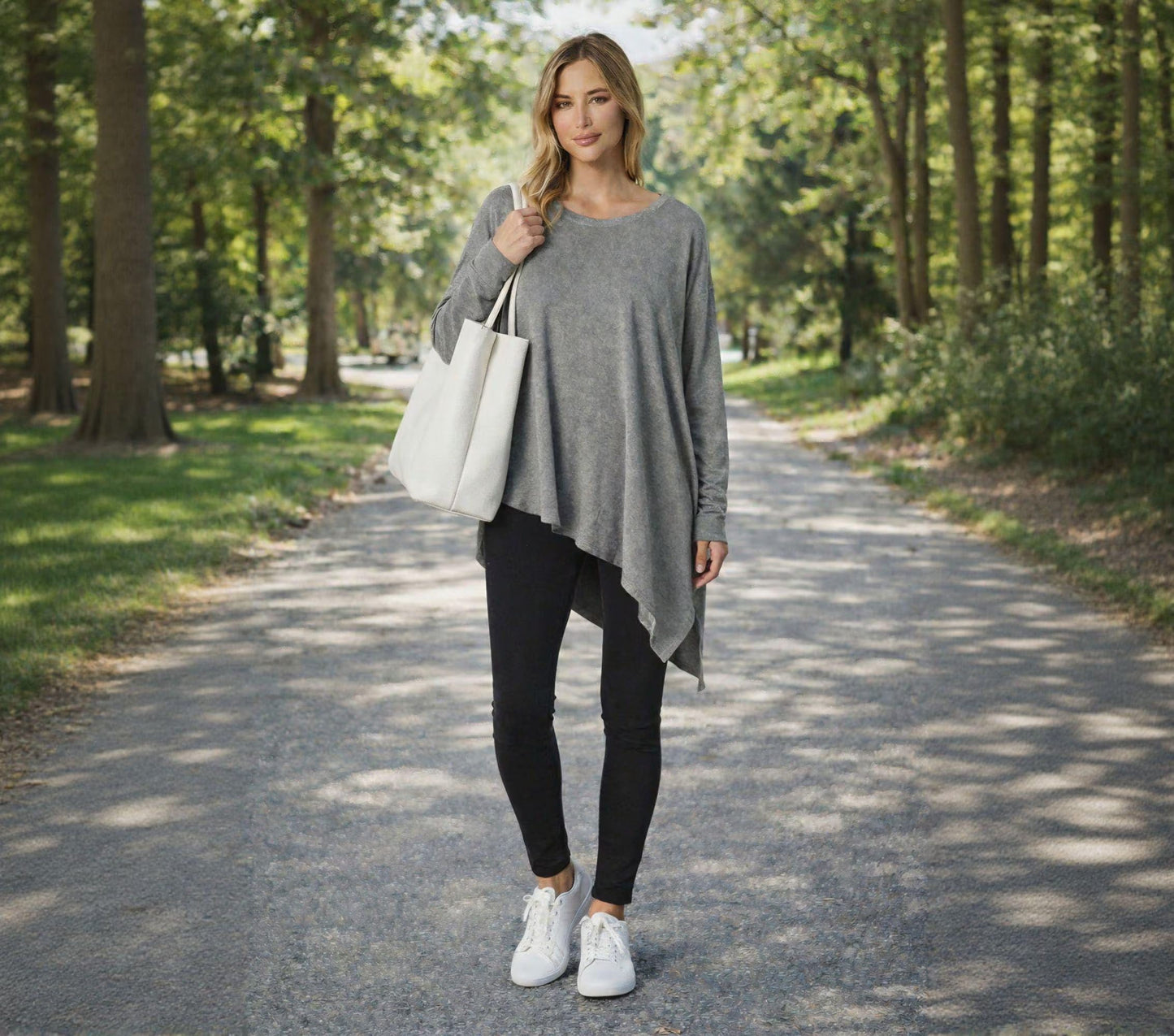 Asymmetrical Oversized Tunic Top with Side Slit – Available in Petite, Plus, Tall - Chic and Flowy Statement Piece - Handmade in USA