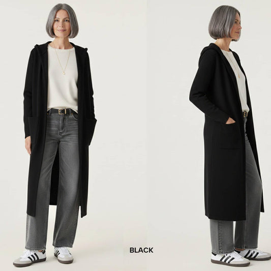 Hooded Duster Cardigan with Pockets