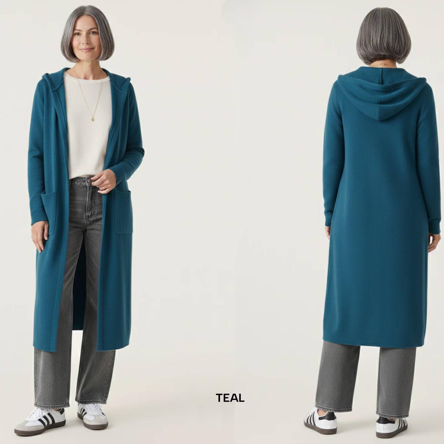 Hooded Duster Cardigan with Pockets