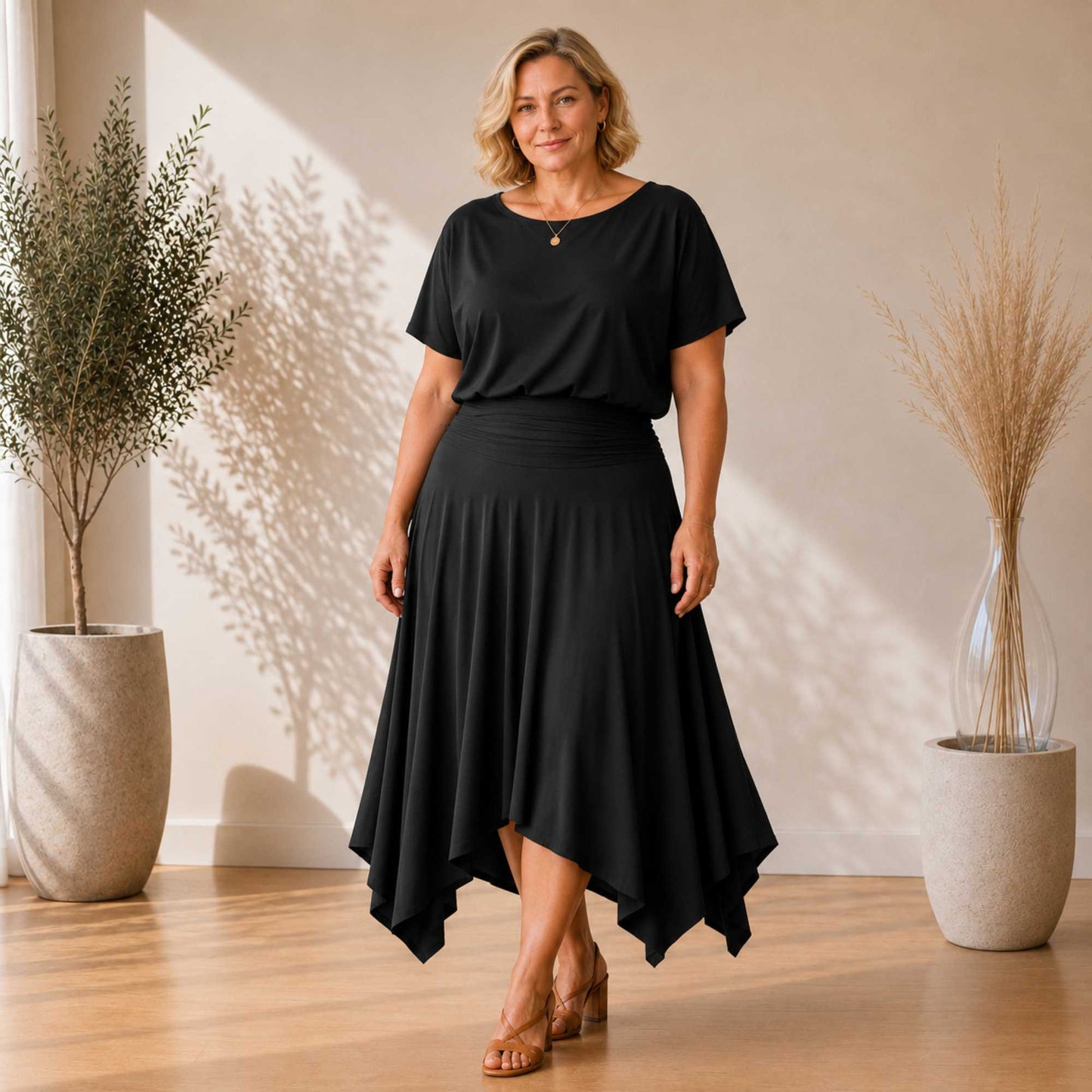 Two Piece Hanky Hem Skirt Set