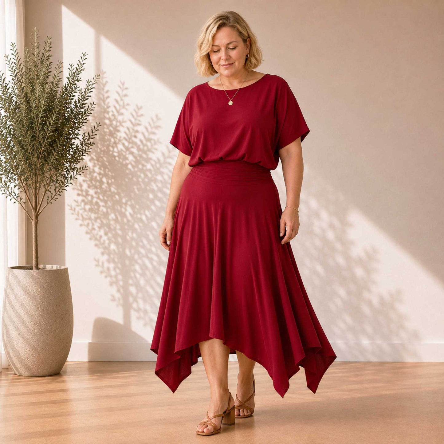 Two Piece Hanky Hem Skirt Set