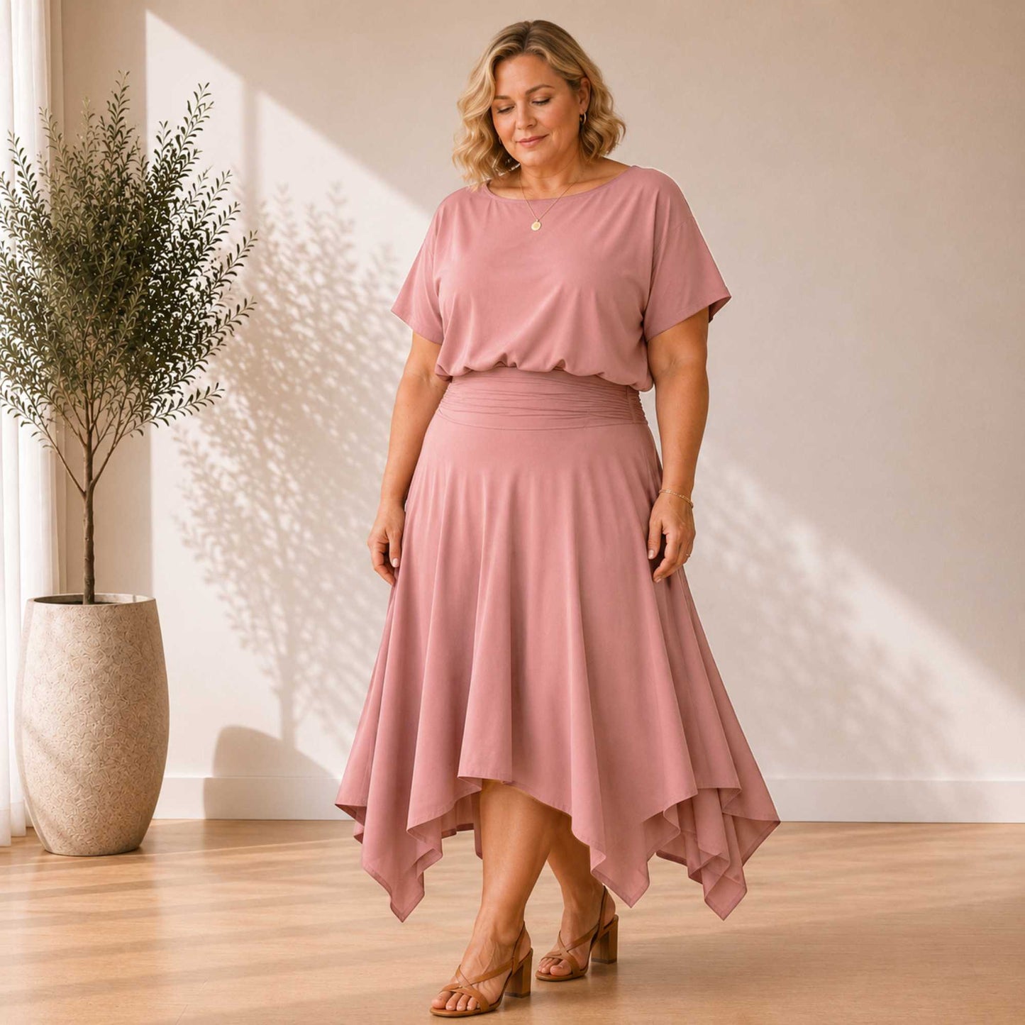 Two Piece Hanky Hem Skirt Set