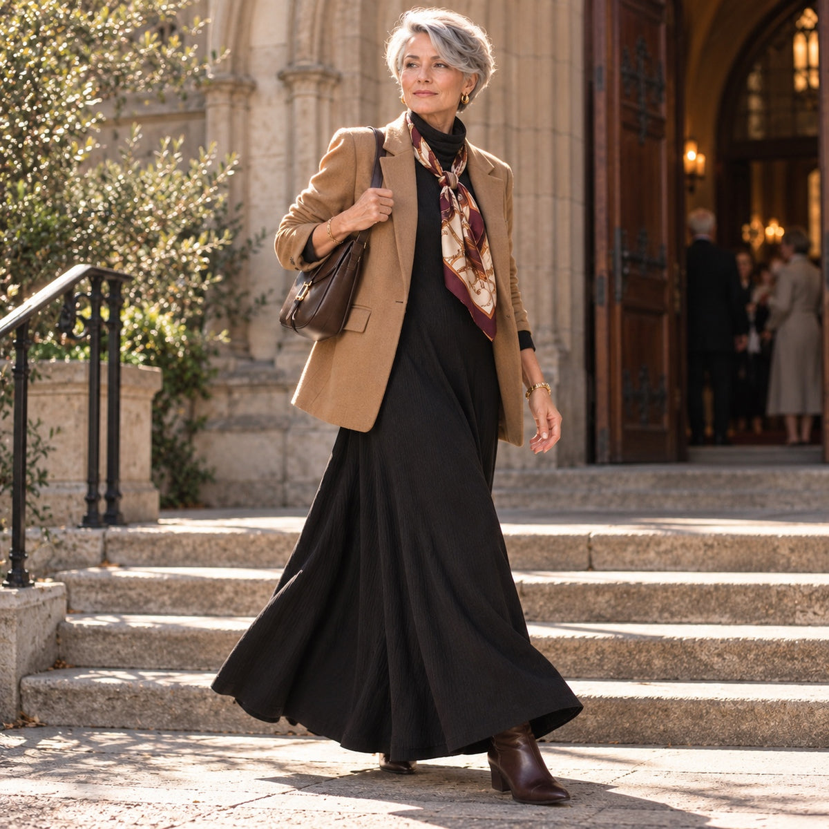 Mock Neck Maxi Rib Knit Dress