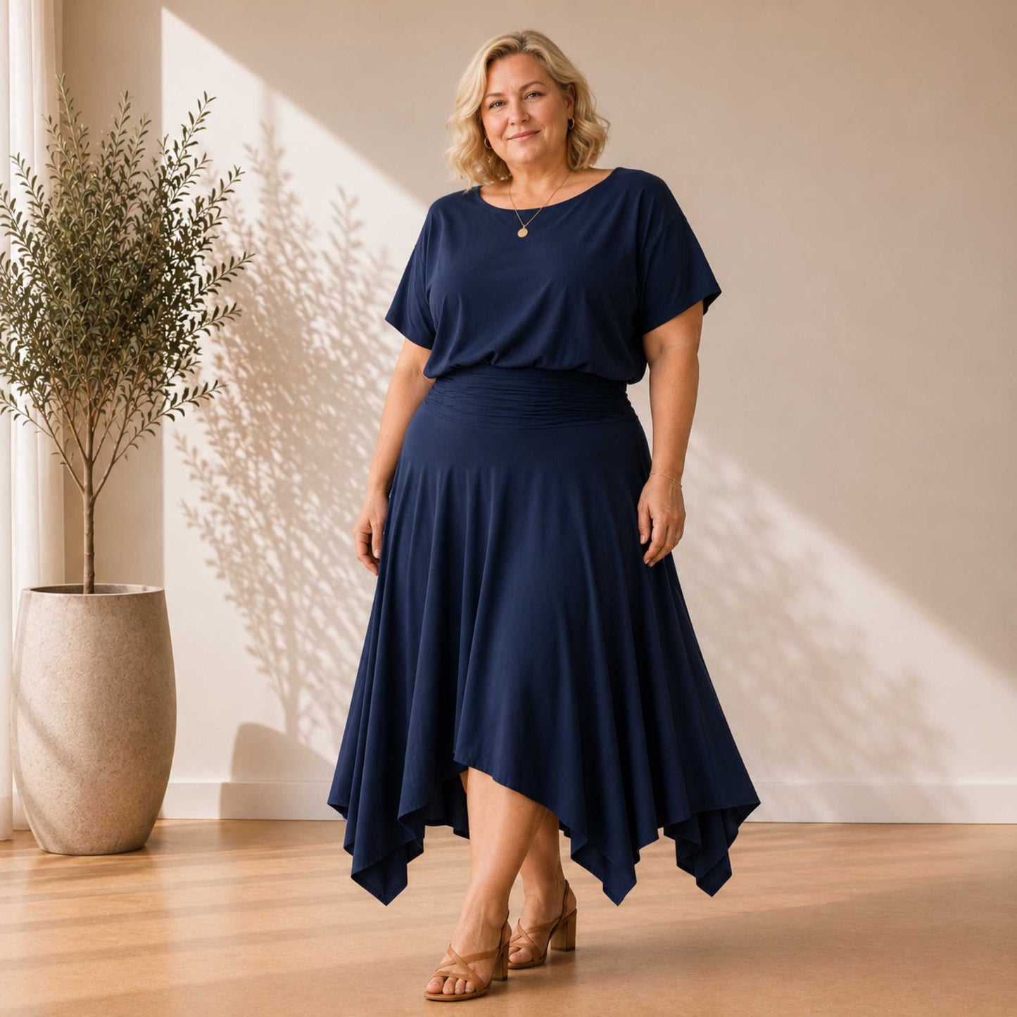 Two Piece Hanky Hem Skirt Set