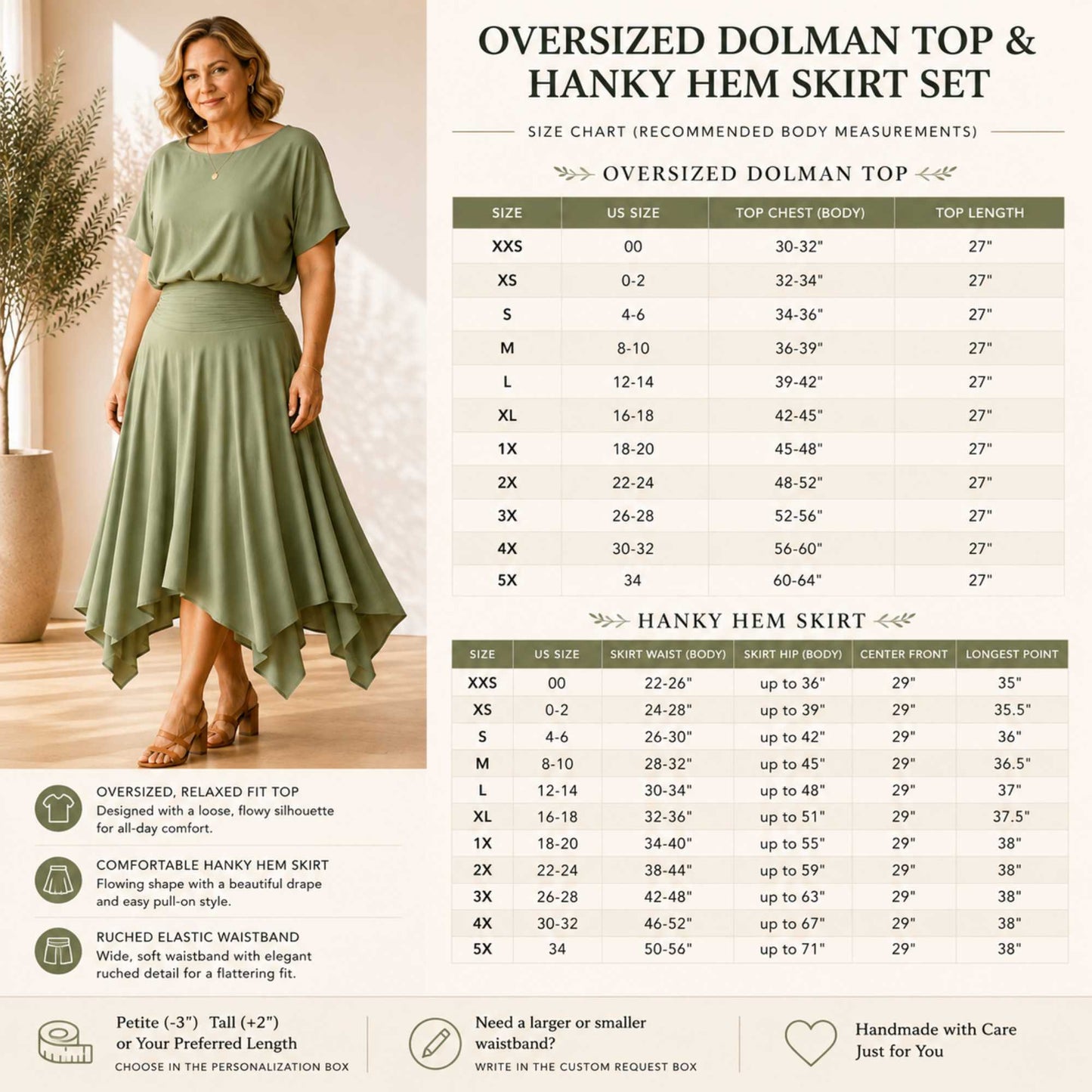 Two Piece Hanky Hem Skirt Set