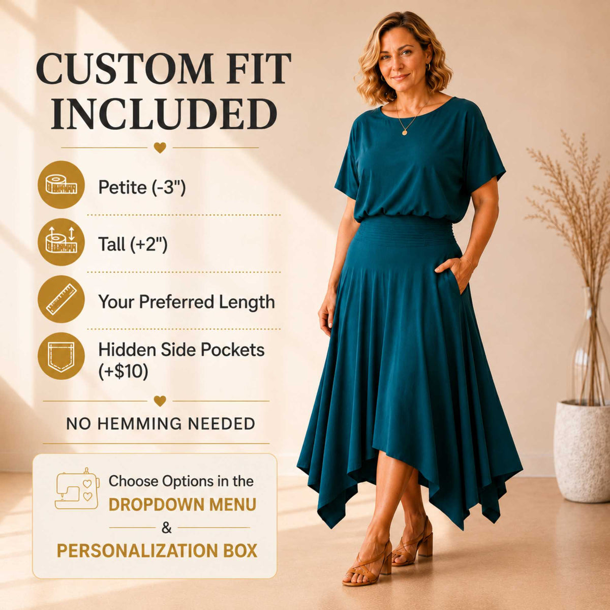 Two Piece Hanky Hem Skirt Set