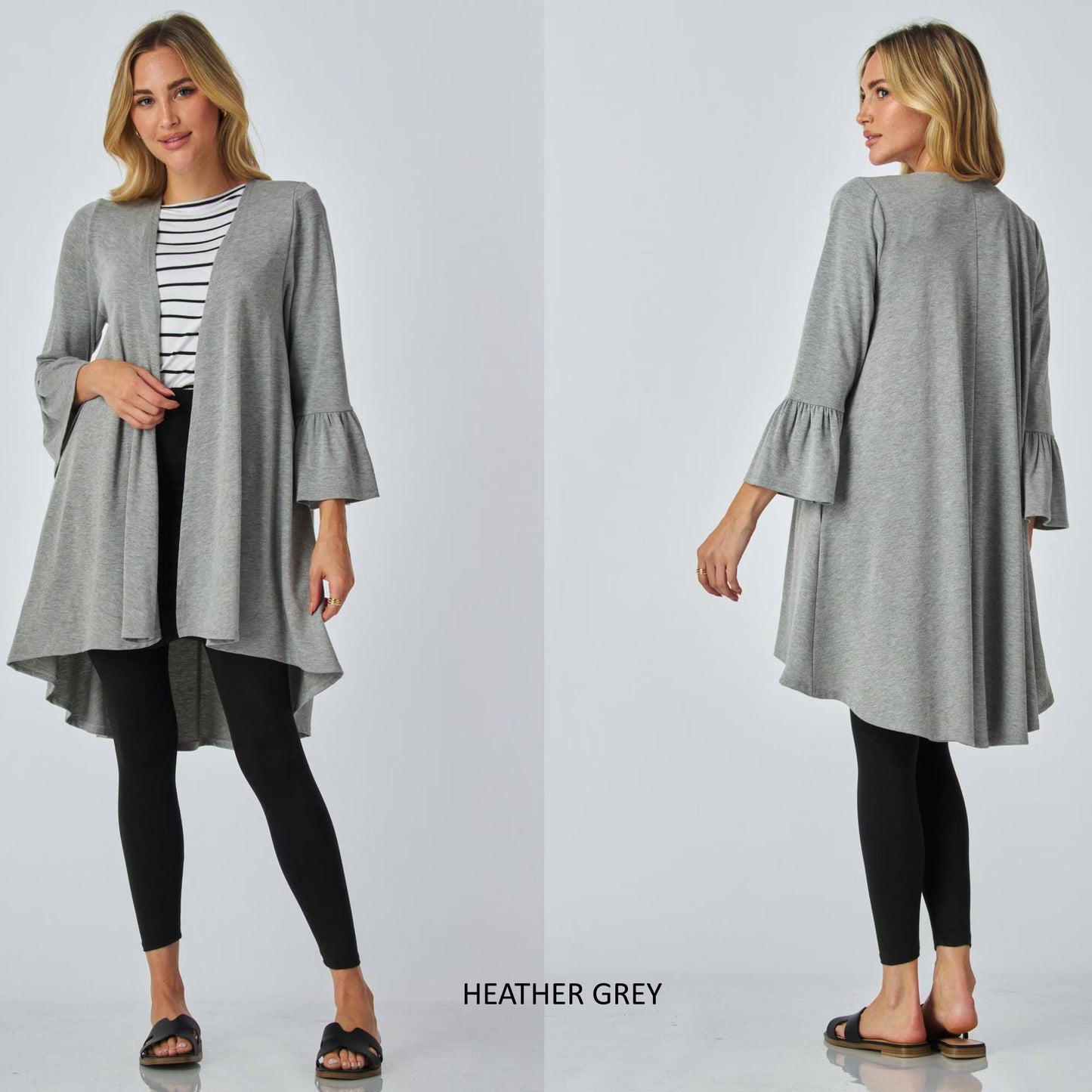 Flared Sleeve Cardigan with Pockets