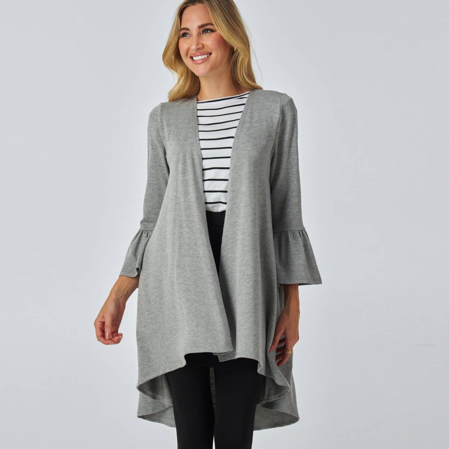 Flared Sleeve Cardigan with Pockets