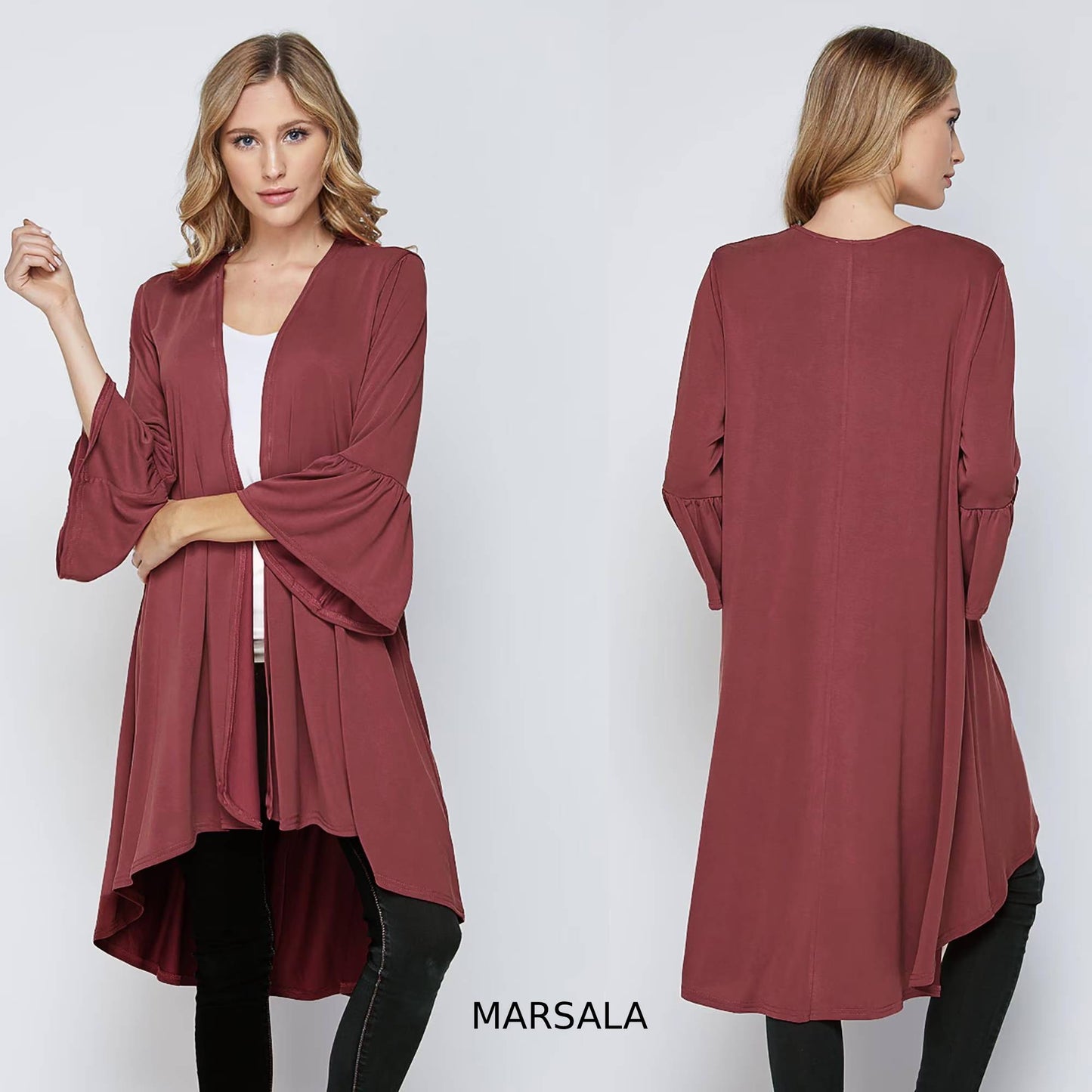 Flared Sleeve Cardigan with Pockets