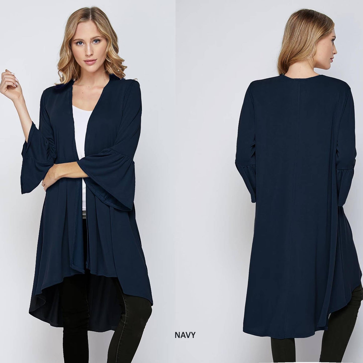 Flared Sleeve Cardigan with Pockets