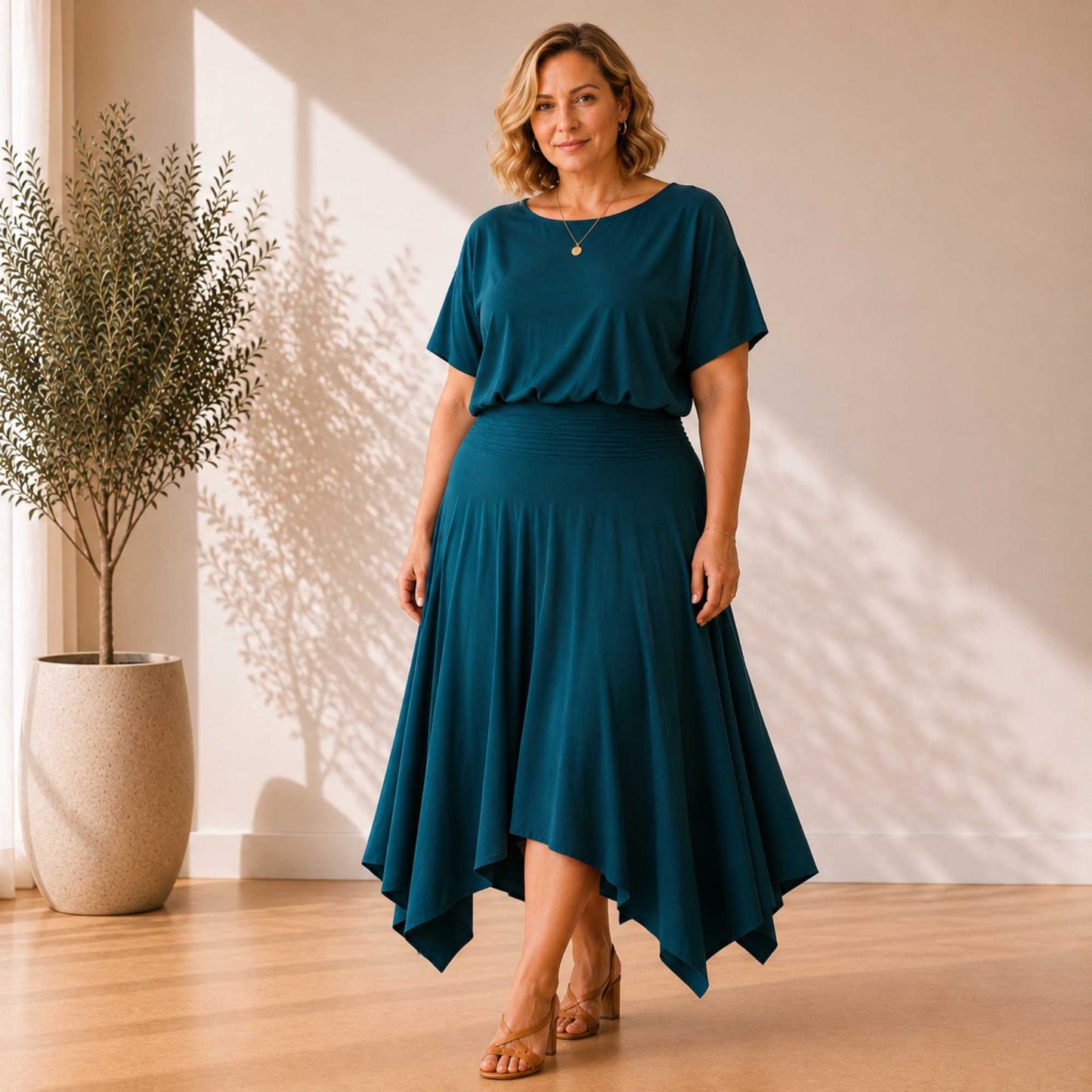 Two Piece Hanky Hem Skirt Set