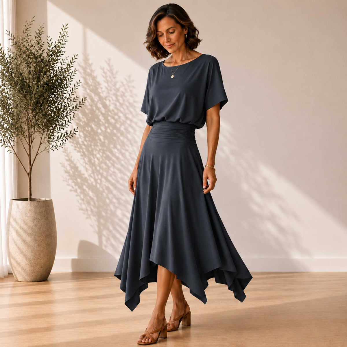 Two Piece Hanky Hem Skirt Set