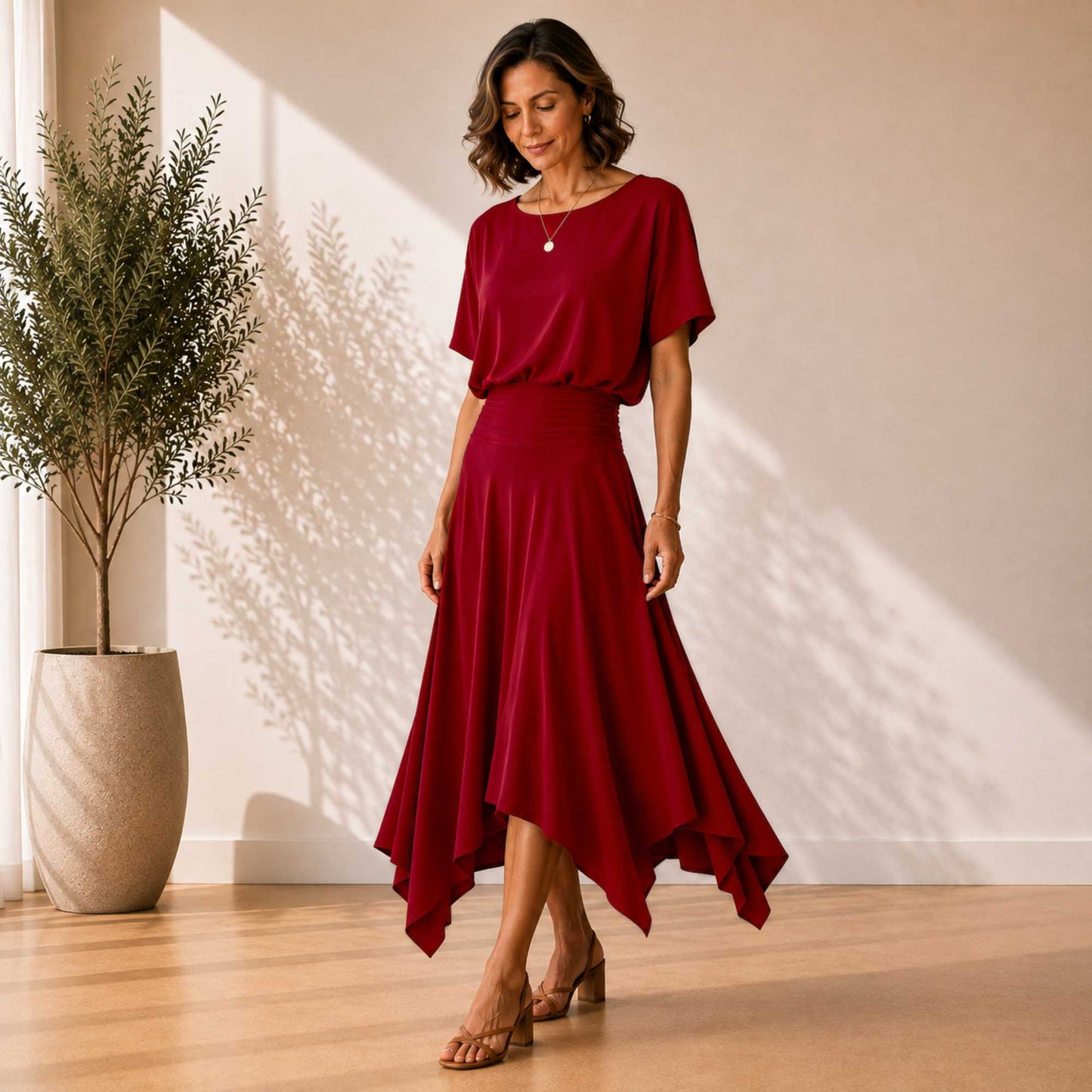 Two Piece Hanky Hem Skirt Set