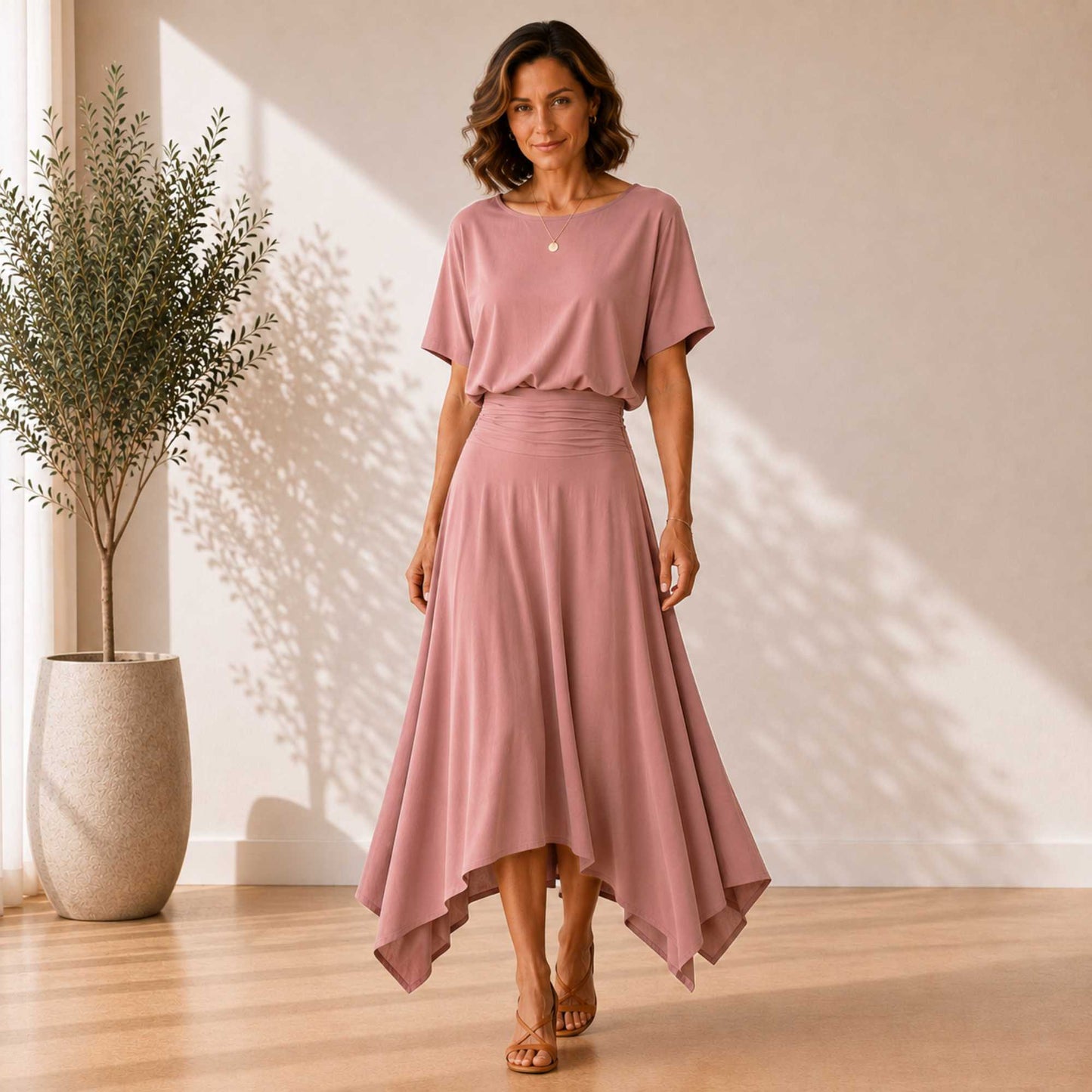Two Piece Hanky Hem Skirt Set